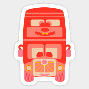 FRIENDLY CUTE RED BUS BUDDY Cute Kawaii Vehicle Kids Transportation - UnBlink Studio by Jackie Tahara Sticker